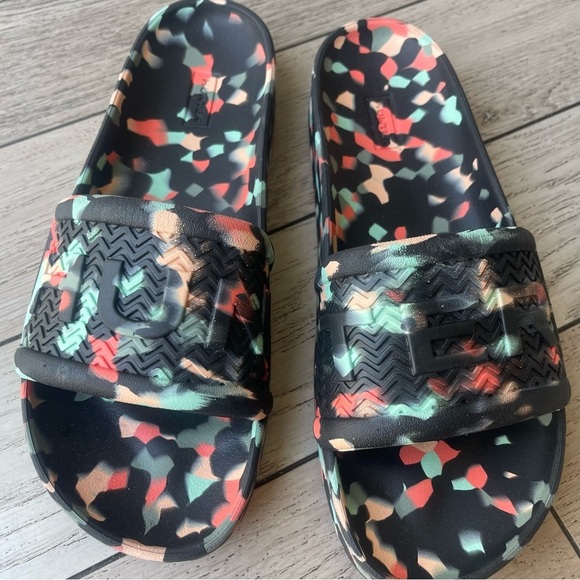 Hunter Black and White Marble Sandals Comfortable Slip-On Footwear - Picture 3 of 9